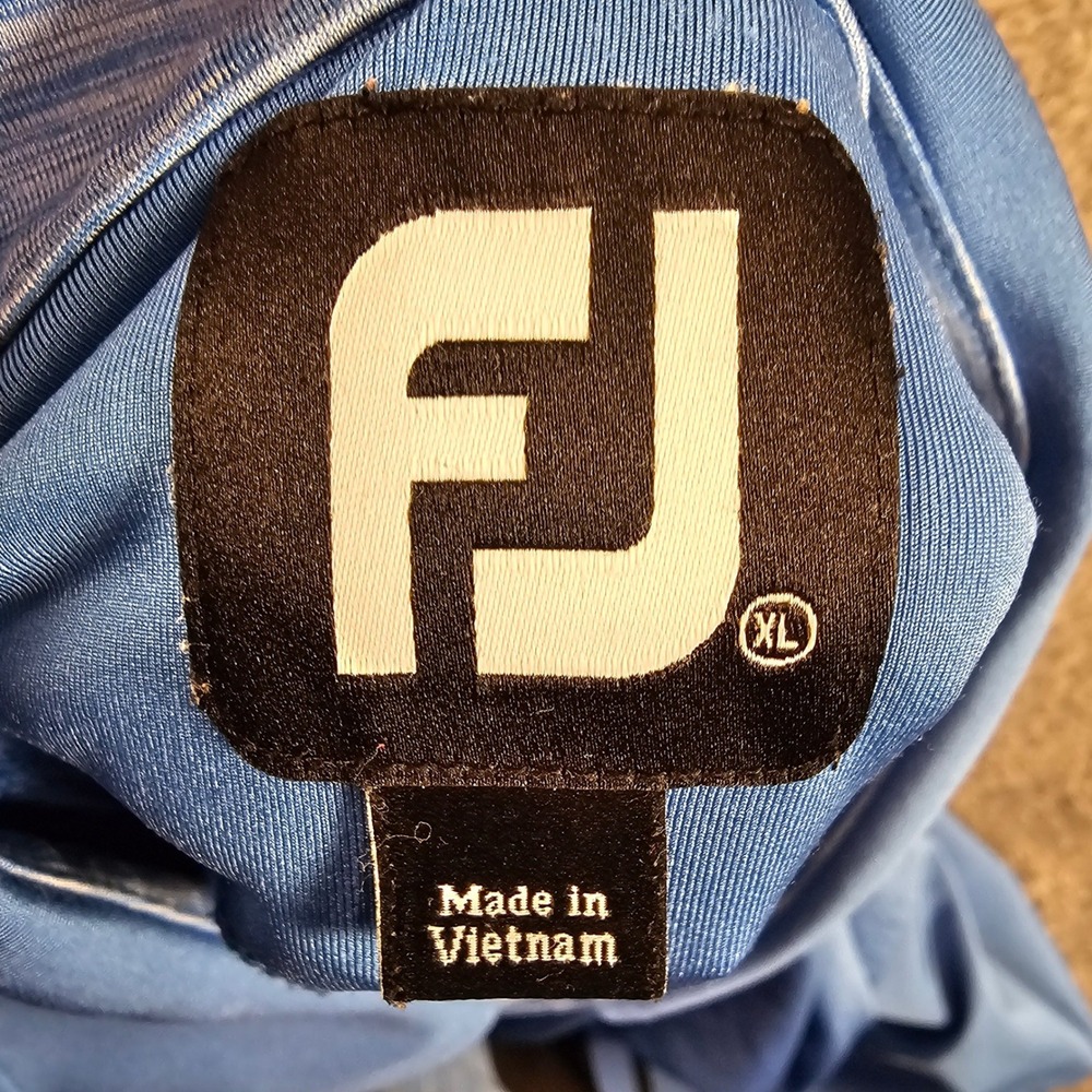 FootJoy Mens XL ProDry Golf Polo Shirt Blue Colorblock Striped Performance Short - Picture 3 of 6